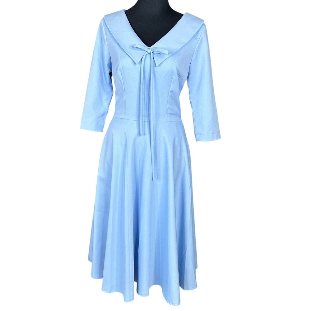 Heart My Closet REINA 1940 1950 Swing Dress Blue Size 6 Vintage Inspired